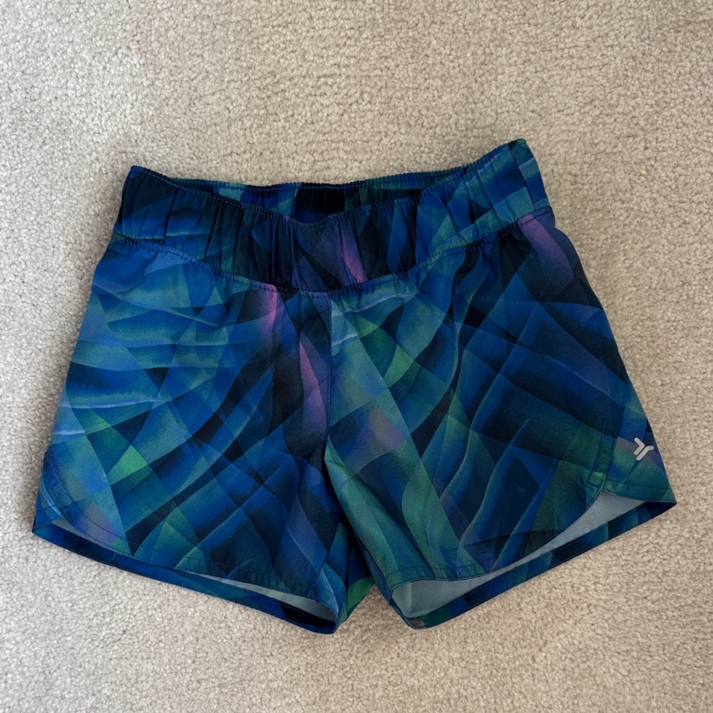 Old Navy Active girls Multicolor Patterned running Shorts xs 5 blue green